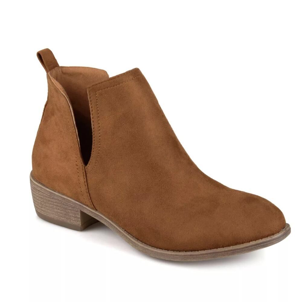 Journee Collection Women's Rimi Ankle Booties Camel Platform Heel Block Size 7.5